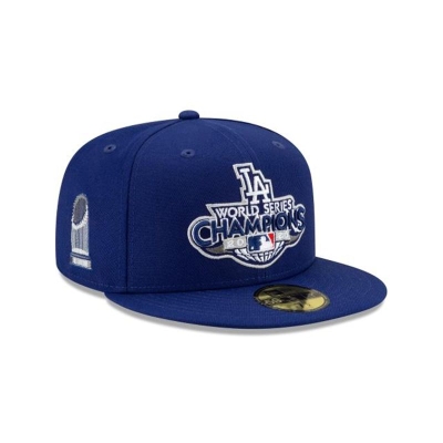 Blue Los Angeles Dodgers Hat - New Era MLB World Series Champions 59FIFTY Fitted Caps USA3794286